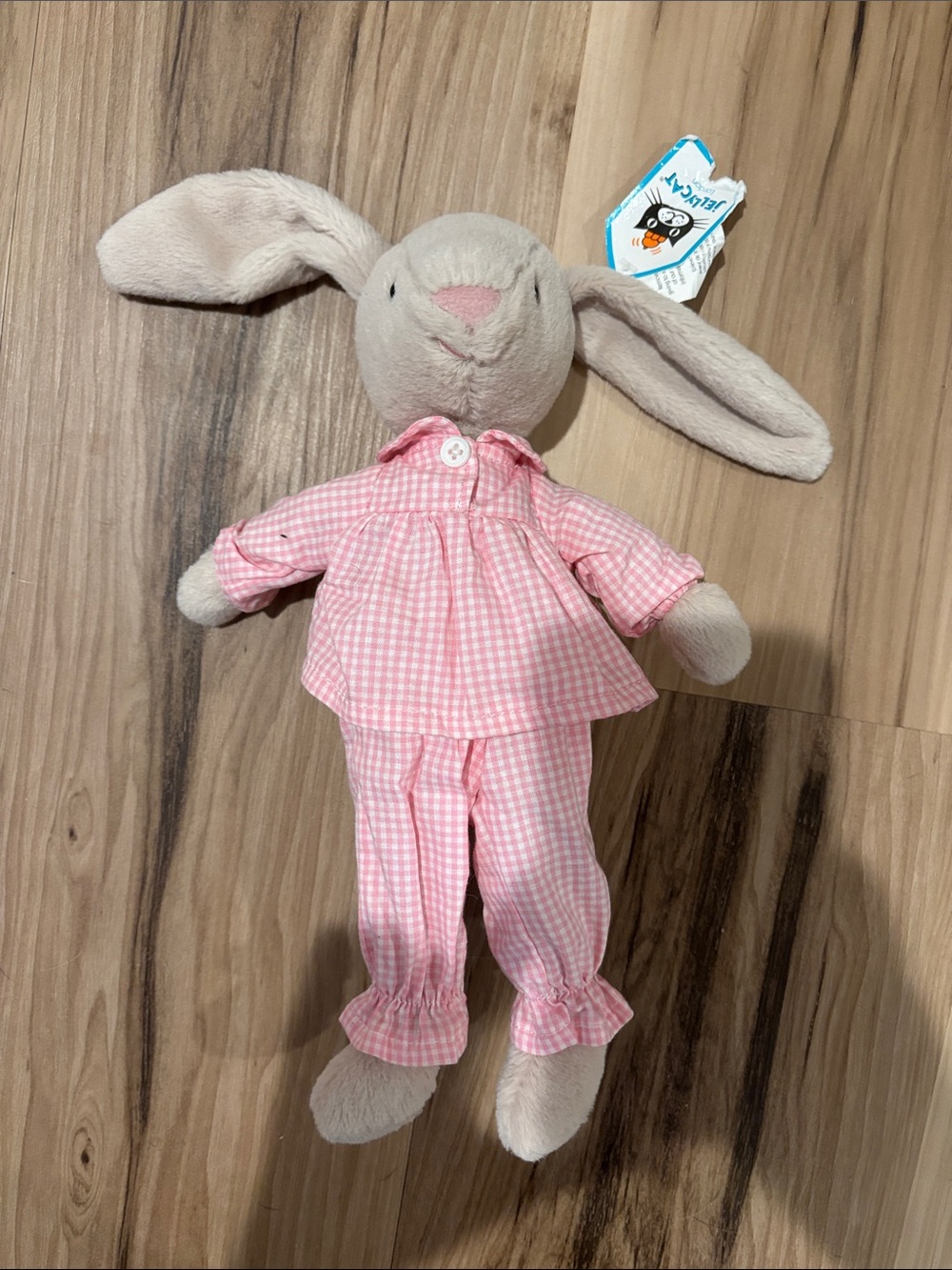Jellycat Lottie Bunny in Pink Gingham Pajamas - NWT